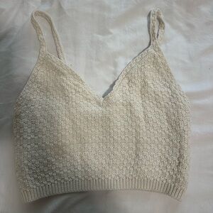 Wild Fable Cream Crochet Cropped Tank Top